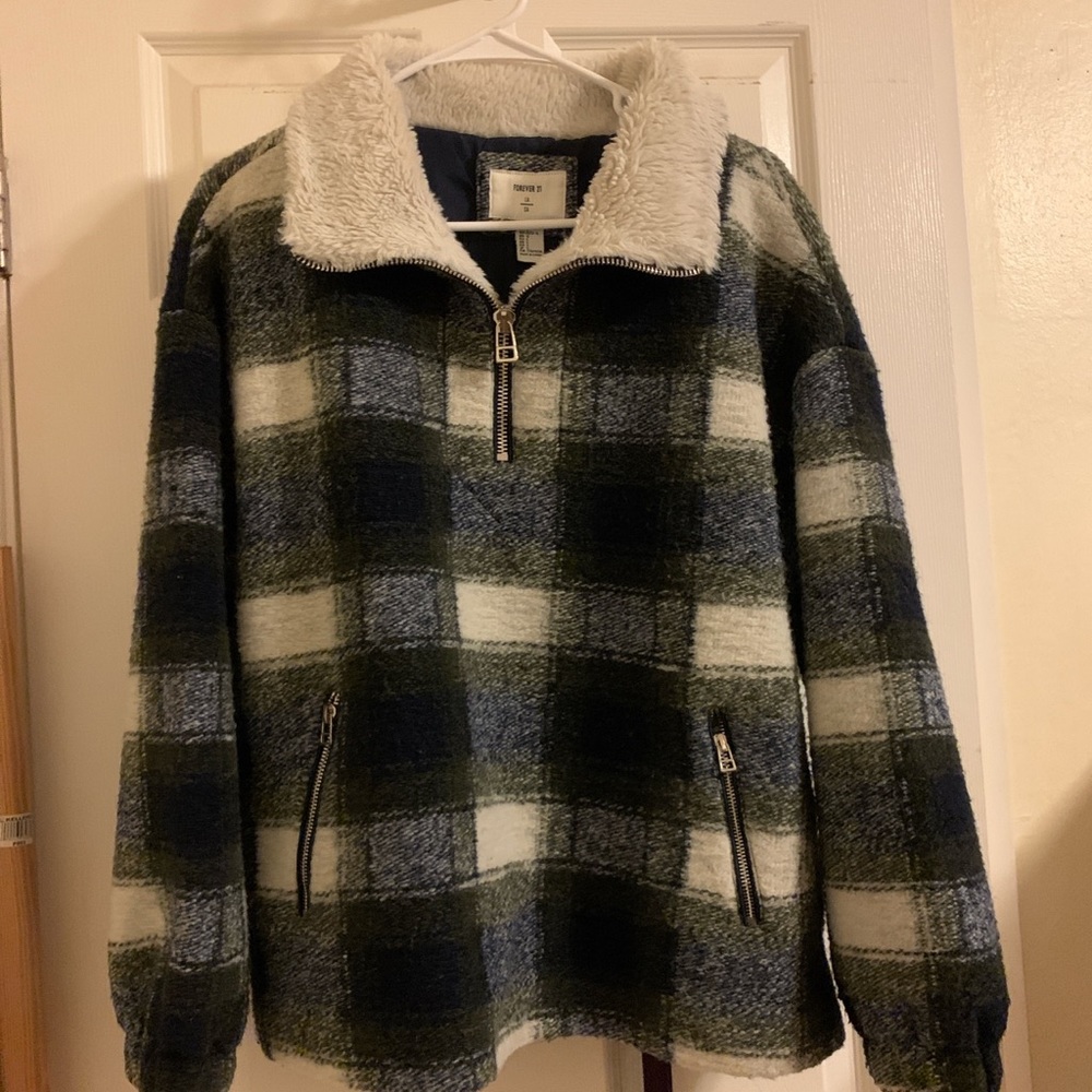 Plaid Quarterzip Sherpa